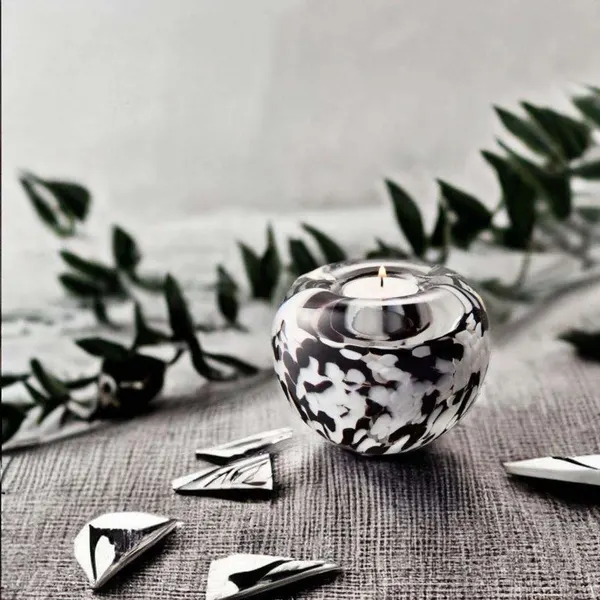 Glazen urn - Premium Tealight zwart/wit - 0,10 Liter, afbeelding 2