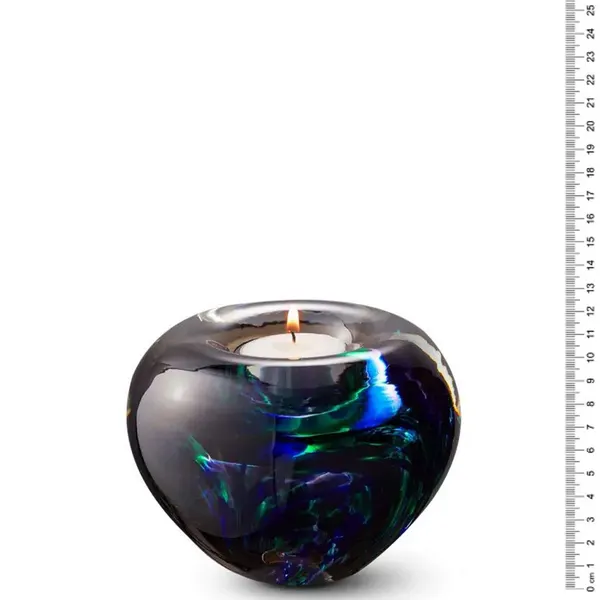 Glazen urn - Premium Tealight paars/groen/blauw - 0,10 Liter, afbeelding 2