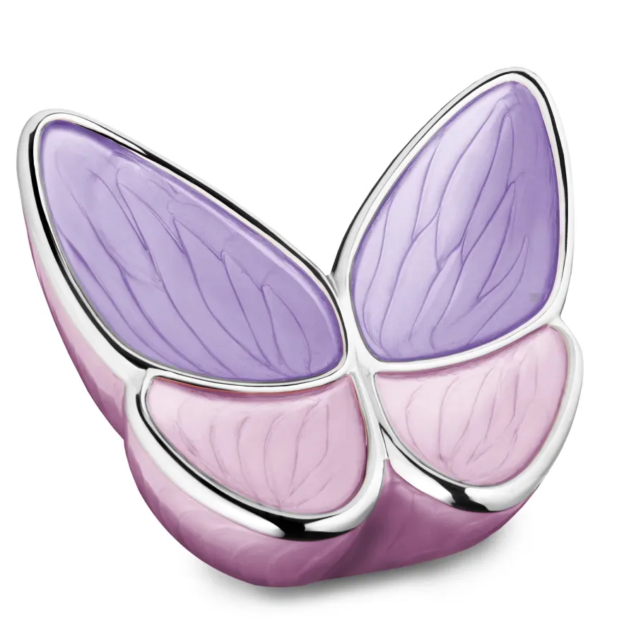 Messing urn - Wings of Hope™ grote urn lavendel roze met gepolijst zilver - 3,20 liter
