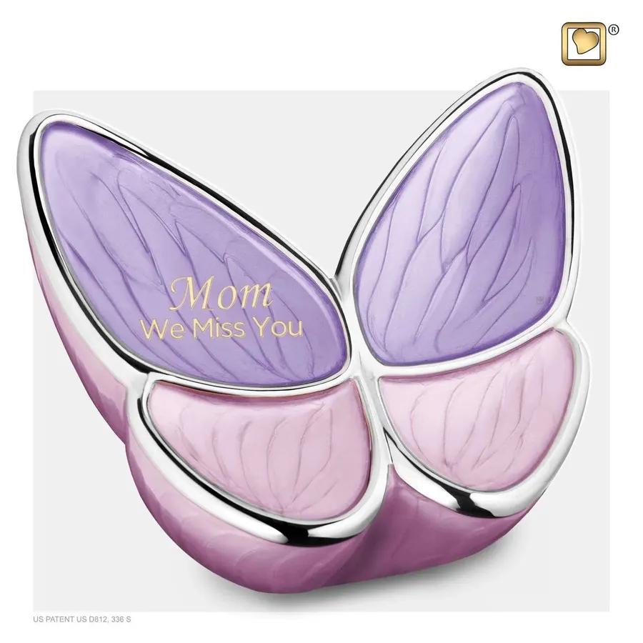 Messing urn - Wings of Hope™ grote urn lavendel roze met gepolijst zilver - 3,20 liter, afbeelding 3