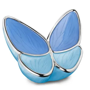 Messing urn - Wings of Hope™ grote urn tinten blauw met gepolijst zilver - 3,20 liter