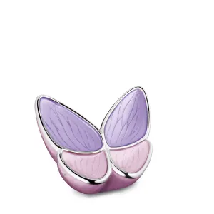 Messing urn - Wings of Hope™ kleine urn lavendel roze met gepolijst zilver - 0,04 liter