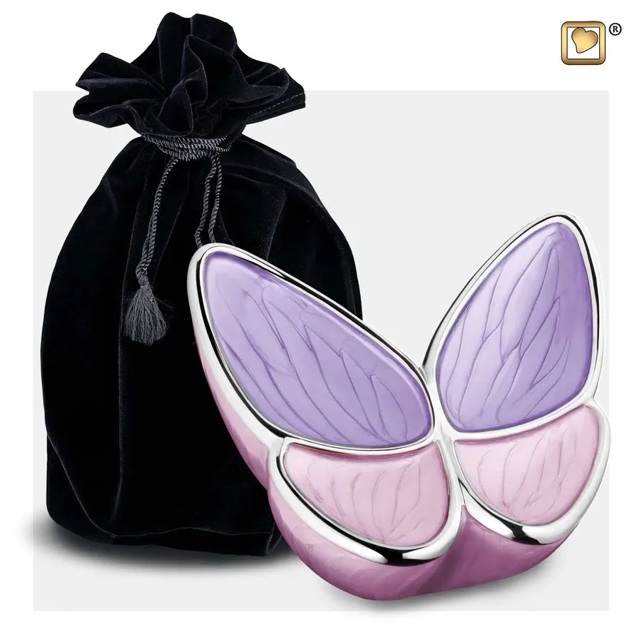 Messing urn - Wings of Hope™ lavendel roze met gepolijst zilver medium - 0,40 liter, afbeelding 5