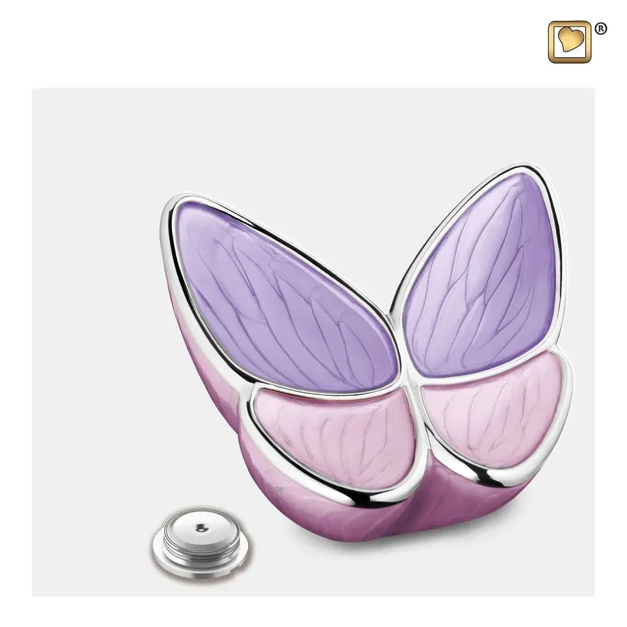 Messing urn - Wings of Hope™ lavendel roze met gepolijst zilver medium - 0,40 liter, afbeelding 6