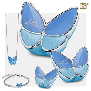 Messing urn - Wings of Hope™ tinten blauw met gepolijst zilver medium - 0,40 liter, afbeelding 3