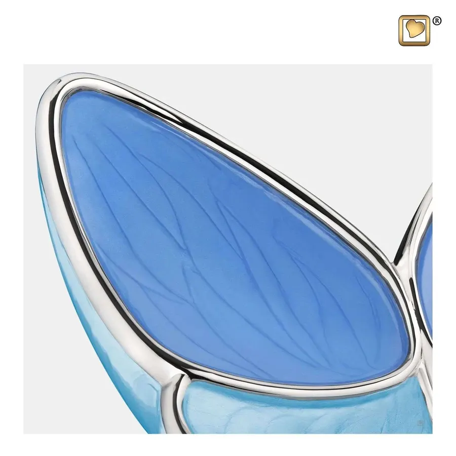 Messing urn - Wings of Hope™ tinten blauw met gepolijst zilver medium - 0,40 liter, afbeelding 4