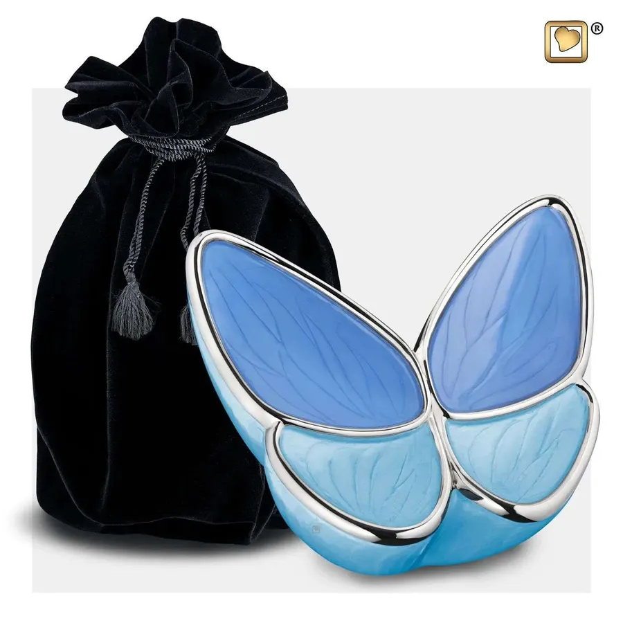 Messing urn - Wings of Hope™ tinten blauw met gepolijst zilver medium - 0,40 liter, afbeelding 5