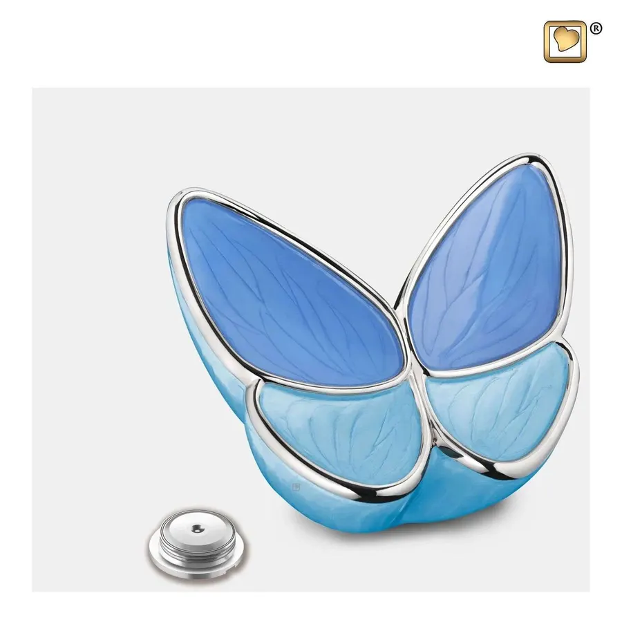 Messing urn - Wings of Hope™ tinten blauw met gepolijst zilver medium - 0,40 liter, afbeelding 6