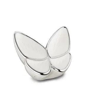 Messing urn - Wings of Hope™ wit met gepolijst zilver medium - 0,40 liter