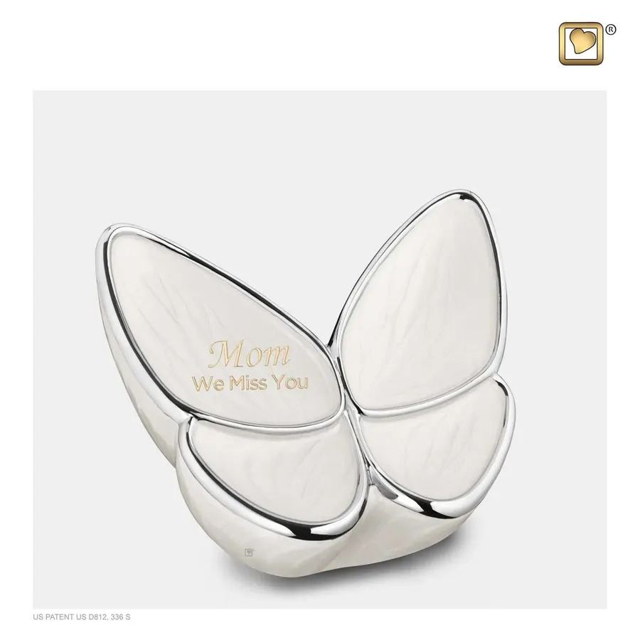 Messing urn - Wings of Hope™ wit met gepolijst zilver medium - 0,40 liter, afbeelding 2