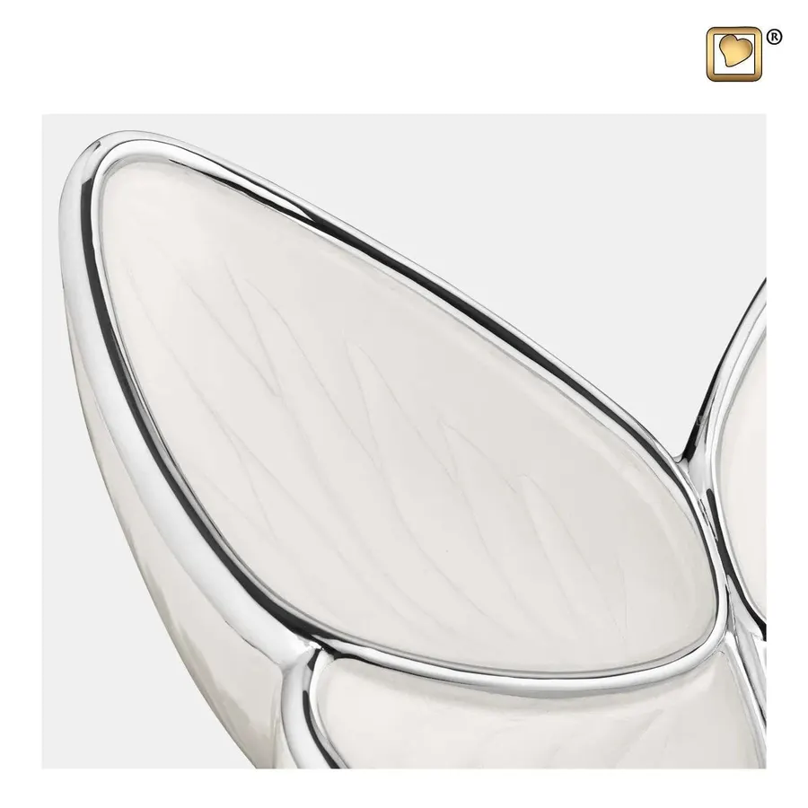 Messing urn - Wings of Hope™ wit met gepolijst zilver medium - 0,40 liter, afbeelding 4