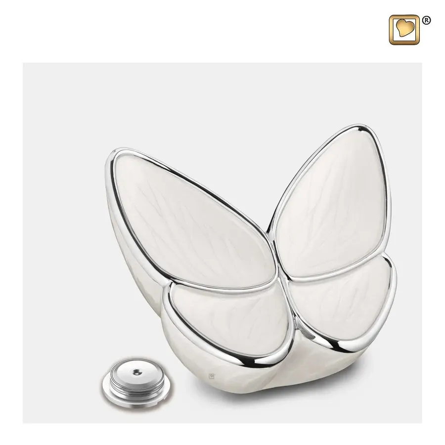 Messing urn - Wings of Hope™ wit met gepolijst zilver medium - 0,40 liter, afbeelding 5