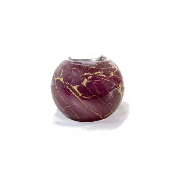 Glazen urn - Waxinelichtje roze met bladgoud - 0,20 Liter