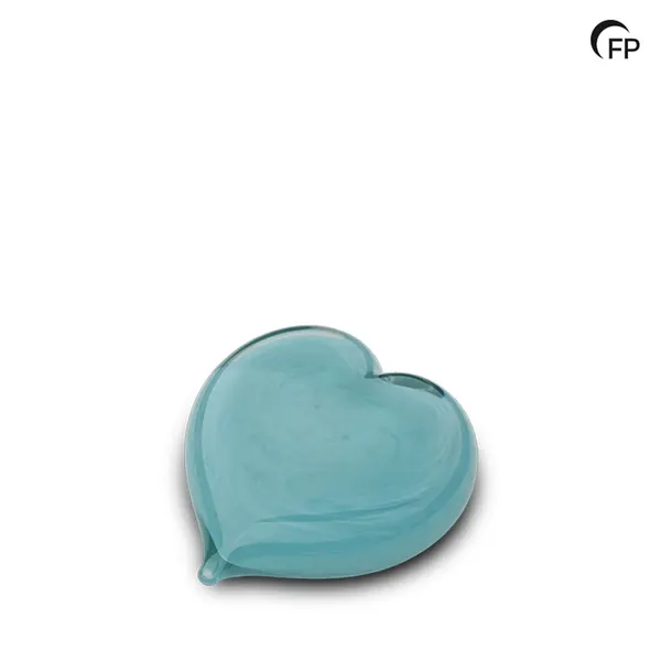 Glazen urn - keepsake hart blauw - 0,02 Liter
