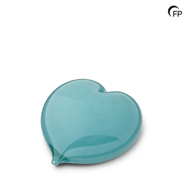 Glazen urn - mini hart blauw - 0,10 Liter