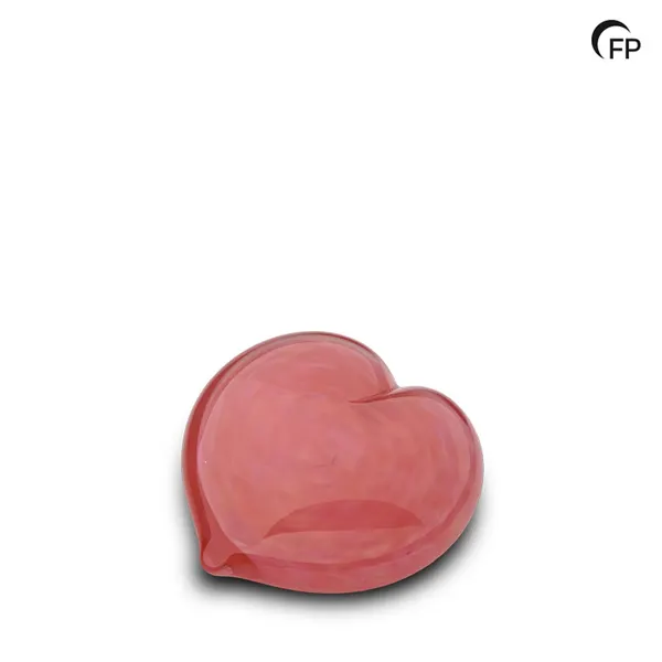 Glazen urn - keepsake hart roze - 0,02 Liter