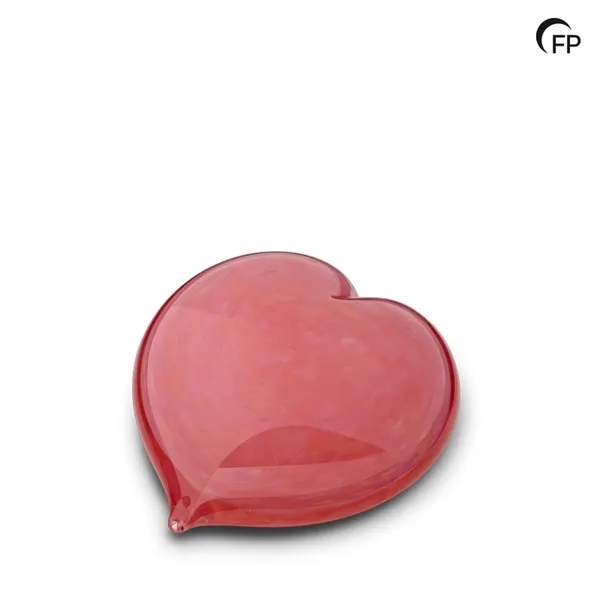 Glazen urn - mini hart roze - 0,10 Liter