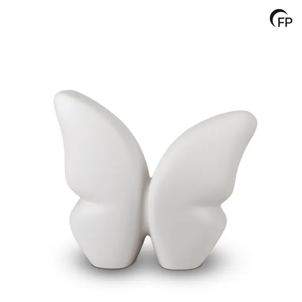 Keramische urn - medium Butterfly wit - 2,10 Liter
