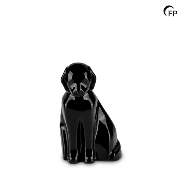 Keramische dierenurn - medium Hond glanzend zwart - 0,80 Liter
