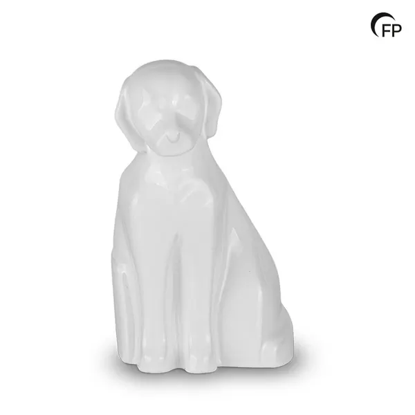 Keramische dierenurn - Hond glanzend wit - 1,80 Liter