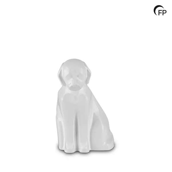 Keramische dierenurn - medium Hond glanzend wit - 0,80 Liter