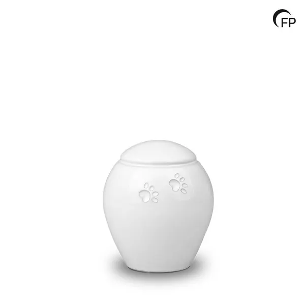 Keramische dierenurn - klein wit - 0,30 Liter