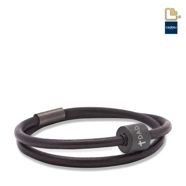 Urn - TB-BE-BL1-S Memento Bracelet (S) Smooth Leather Ashes Bead - zwart