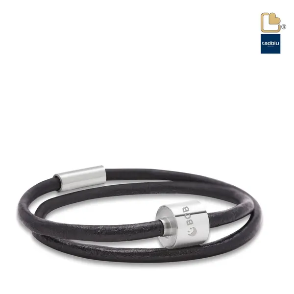 Urn - TB-BL1-L Memento Bracelet (L) Smooth Leather Ashes Bead - zwart