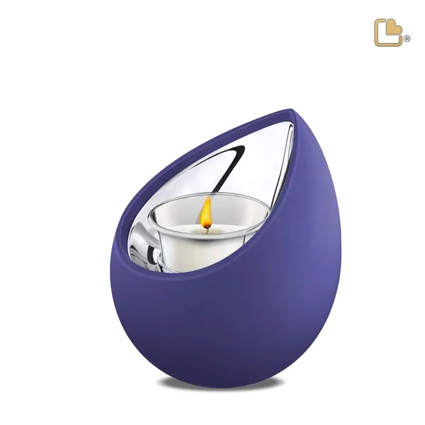 Metalen urn - Druppel Tealight blauw - 0,31 Liter