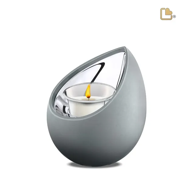 Metalen urn - Druppel Tealight French grijs - 0,31 Liter