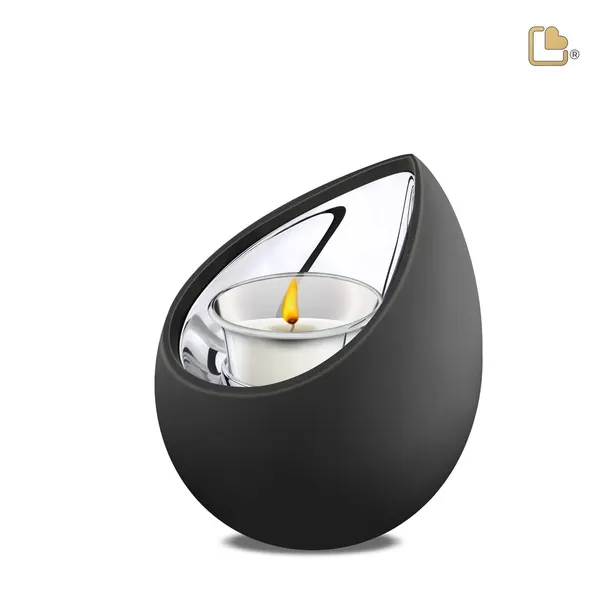 Metalen urn - Druppel Tealight zwart - 0,31 Liter