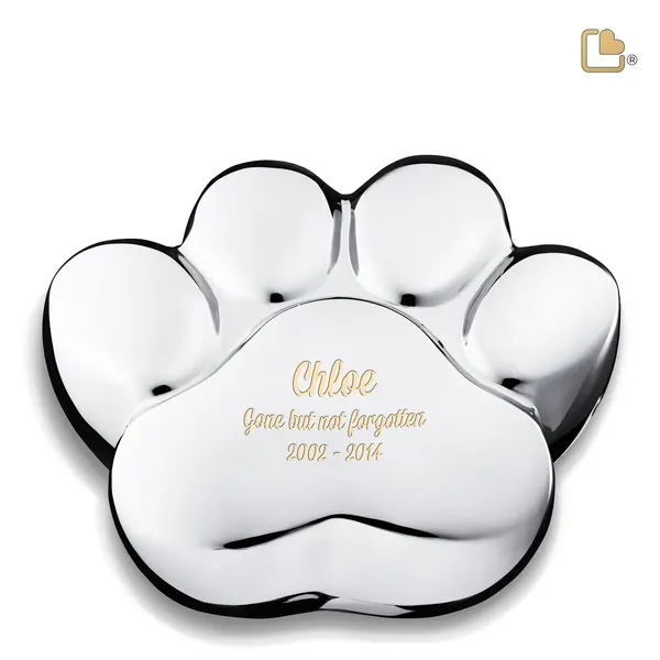 Messing dierenurn - LovePaw zilver - 1,21 Liter