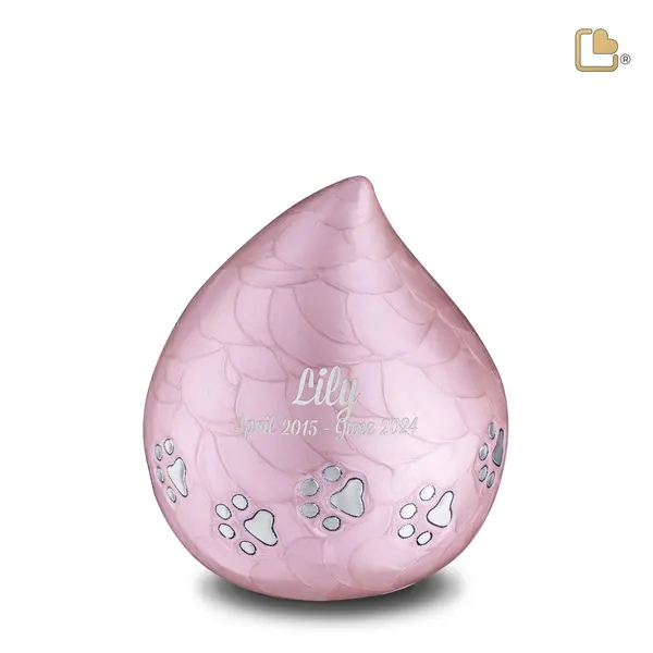Metalen dierenurn - LoveDrop roze - 1,11 Liter