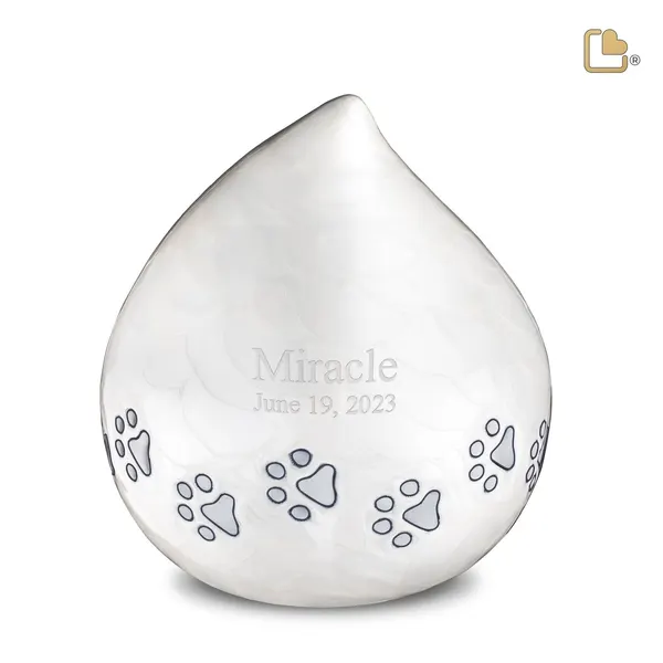Metalen dierenurn - LoveDrop wit - 1,90 Liter