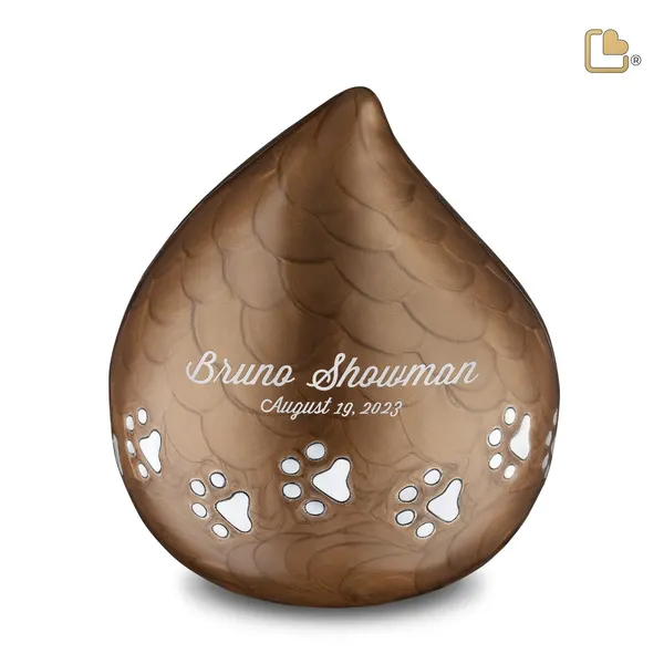 Metalen dierenurn - LoveDrop brons - 1,90 Liter