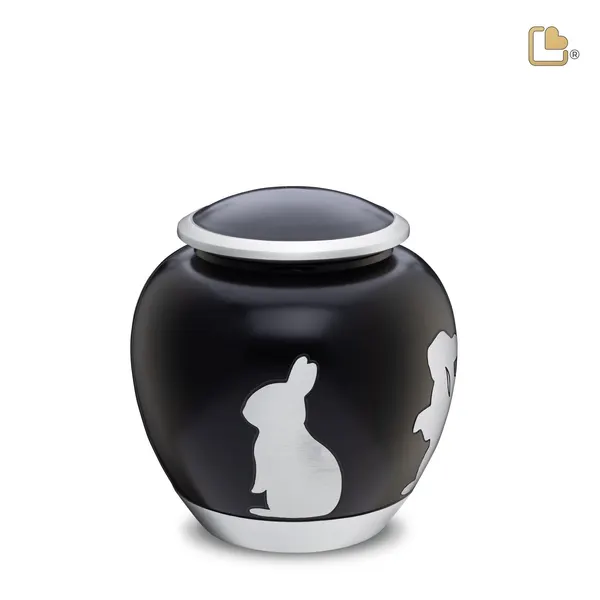Metalen dierenurn - Shadow Rabbit zwart - 1,02 Liter