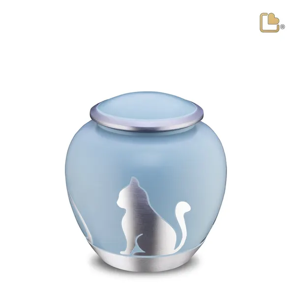 Metalen dierenurn - Shadow Kat blauw - 1,02 Liter