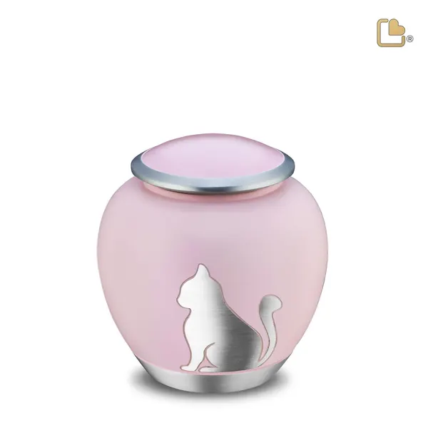 Metalen dierenurn - Shadow Kat roze - 1,02 Liter