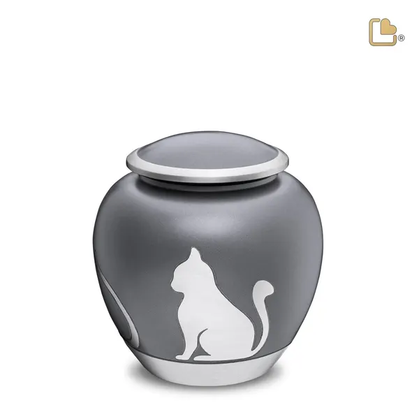Metalen dierenurn - Shadow Kat French grijs - 1,02 Liter