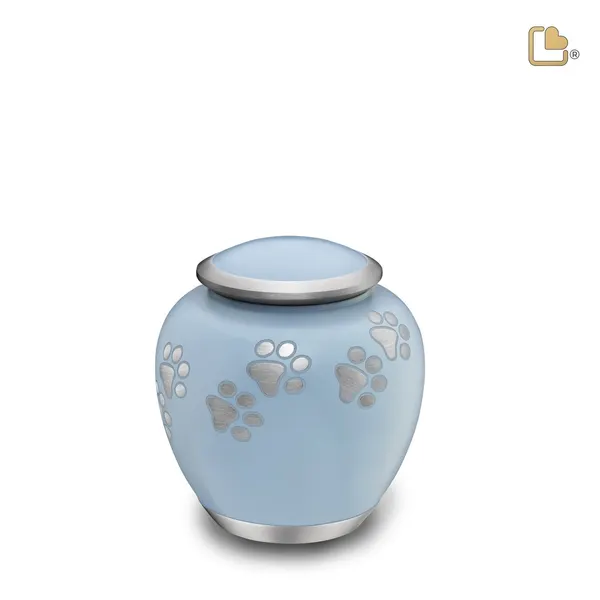 Metalen dierenurn - Shadow Pawprint blauw - 0,61 Liter
