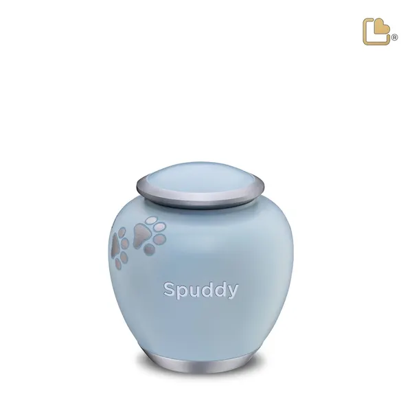 Metalen dierenurn - Shadow Pawprint blauw - 0,61 Liter