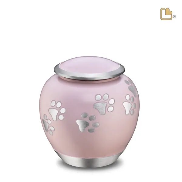 Metalen dierenurn - Shadow Pawprint roze - 1,02 Liter