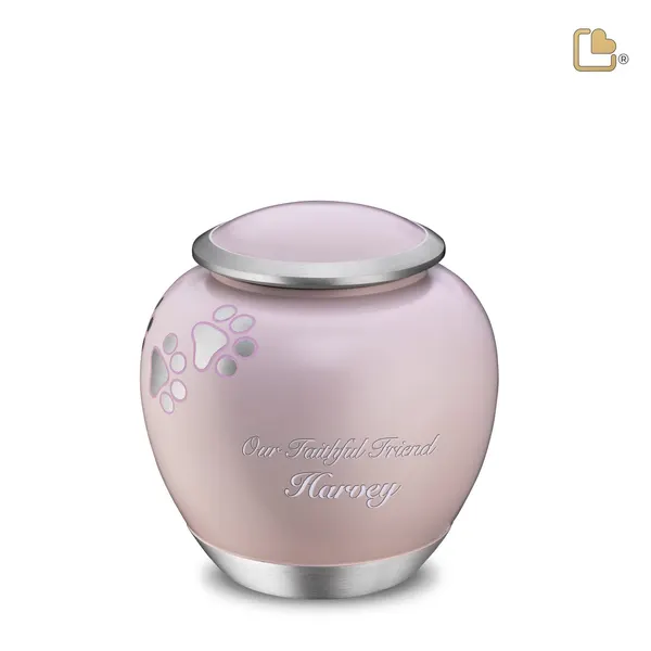 Metalen dierenurn - Shadow Pawprint roze - 1,02 Liter
