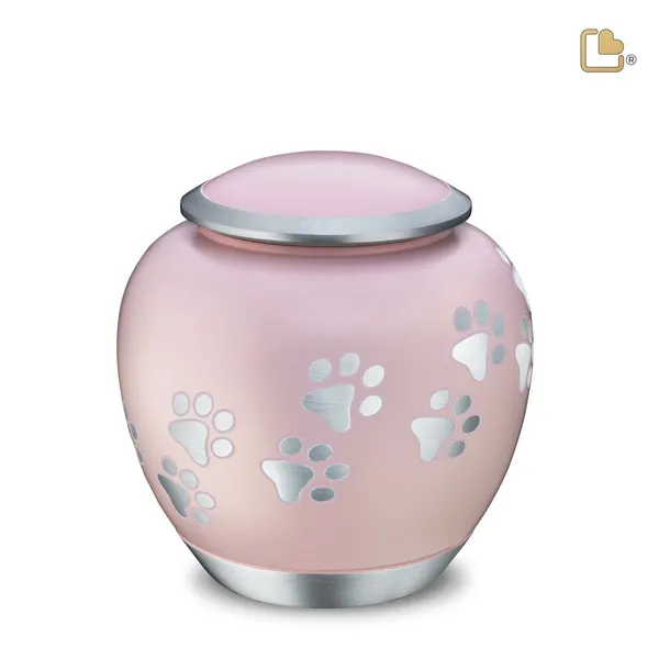 Metalen dierenurn - Shadow Pawprint roze - 1,41 Liter