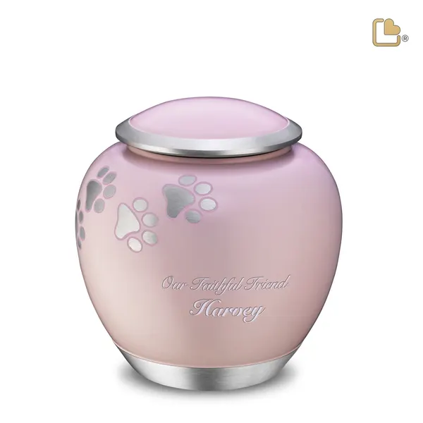 Metalen dierenurn - Shadow Pawprint roze - 1,41 Liter