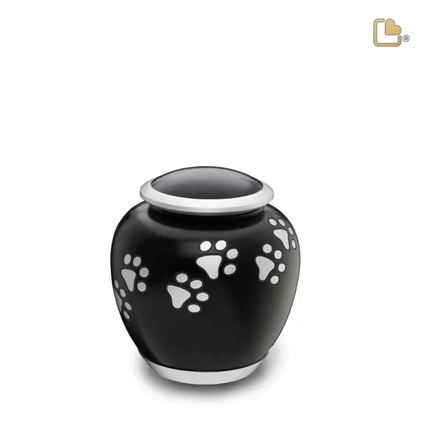 Metalen dierenurn - Shadow Pawprint zwart - 0,61 Liter