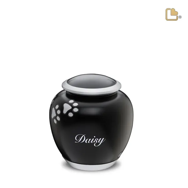 Metalen dierenurn - Shadow Pawprint zwart - 0,61 Liter