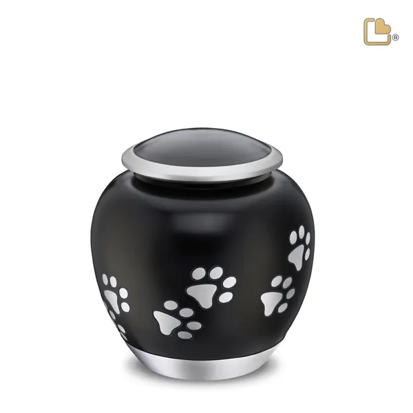Metalen dierenurn - Shadow Pawprint zwart - 1,02 Liter