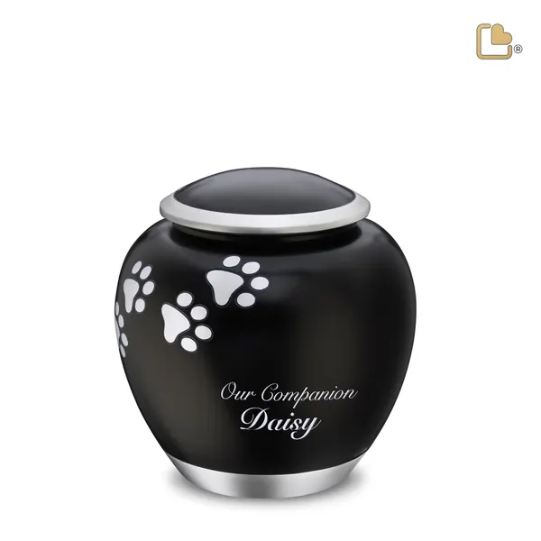 Metalen dierenurn - Shadow Pawprint zwart - 1,02 Liter
