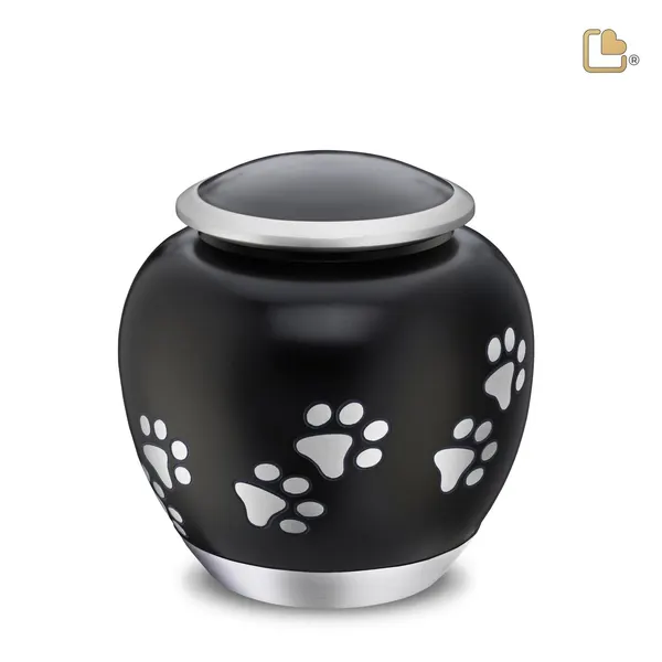 Metalen dierenurn - Shadow Pawprint zwart - 1,41 Liter